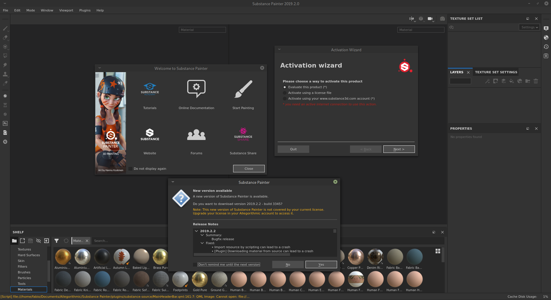 activation wizard substance painter