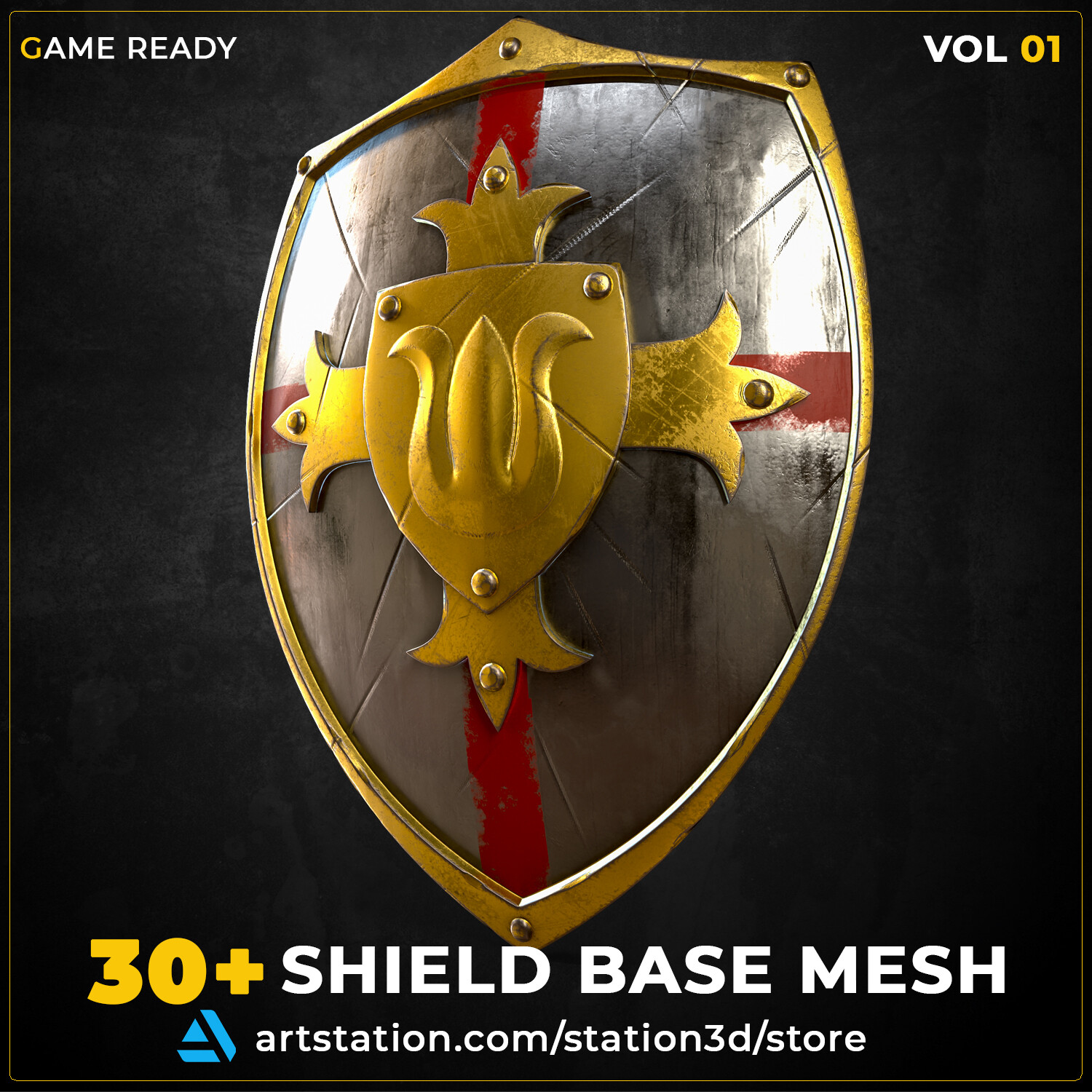 Shield Support Base 30 Shield Base Mesh Vol-01 -Game Ready-Showcase 02 - Finished Projects ...