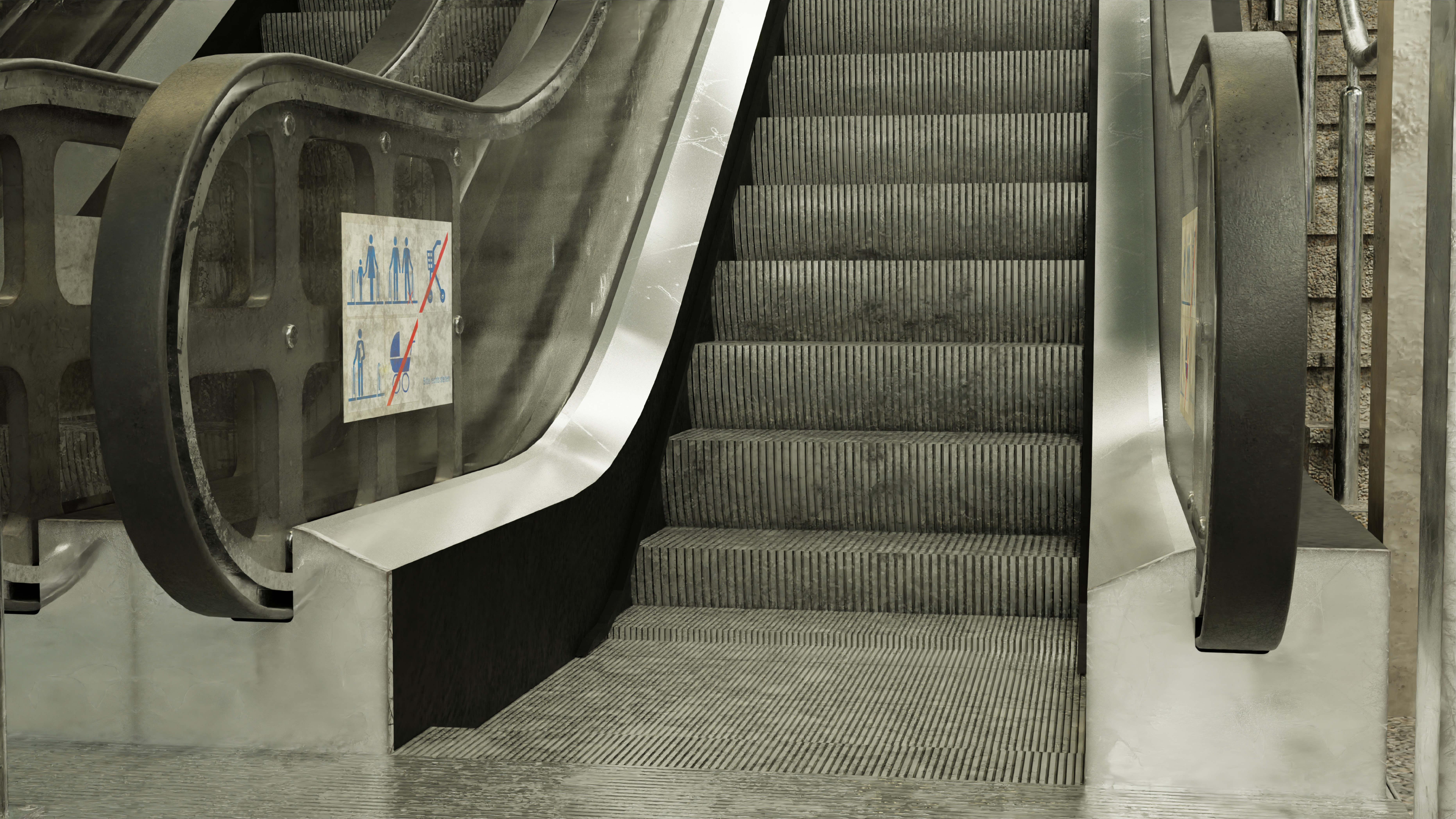 U-Bahnhof Festhalle/Messe, Frankfurt. Abandoned. | Escalator Area