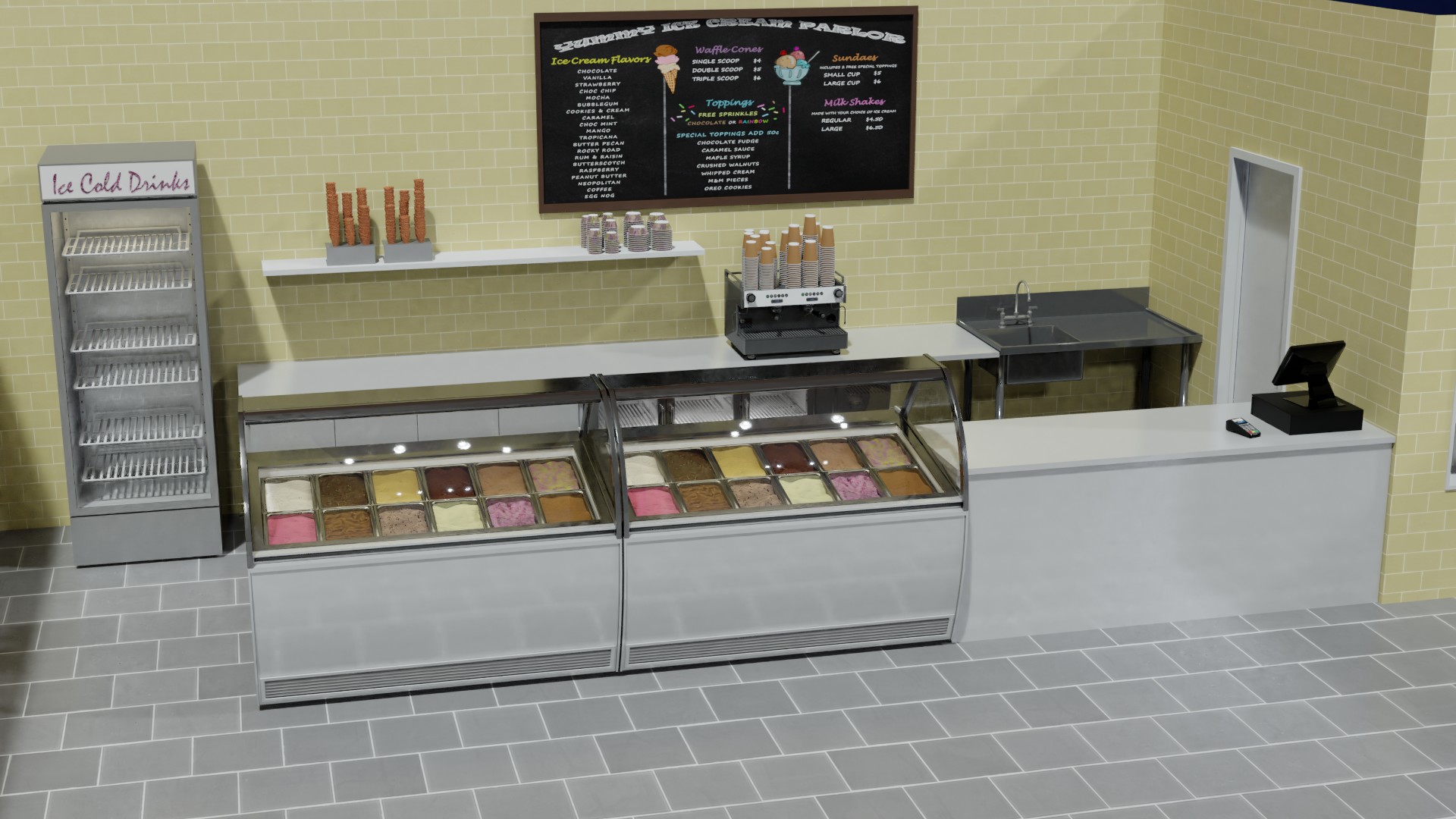 How to fitting a small ice cream shop