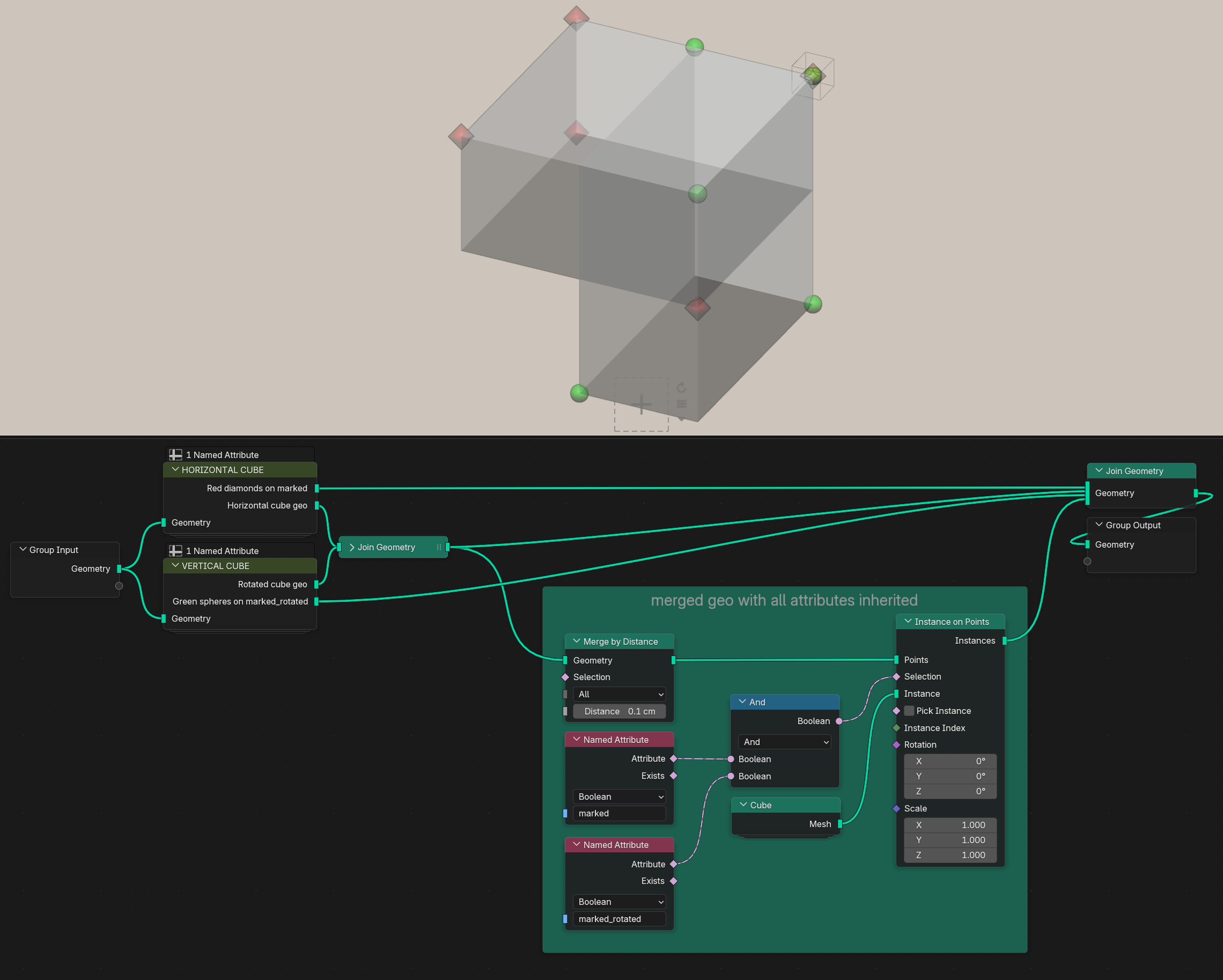 GeoNodes, Attribute Comparison After Rotation - Modeling - Blender ...