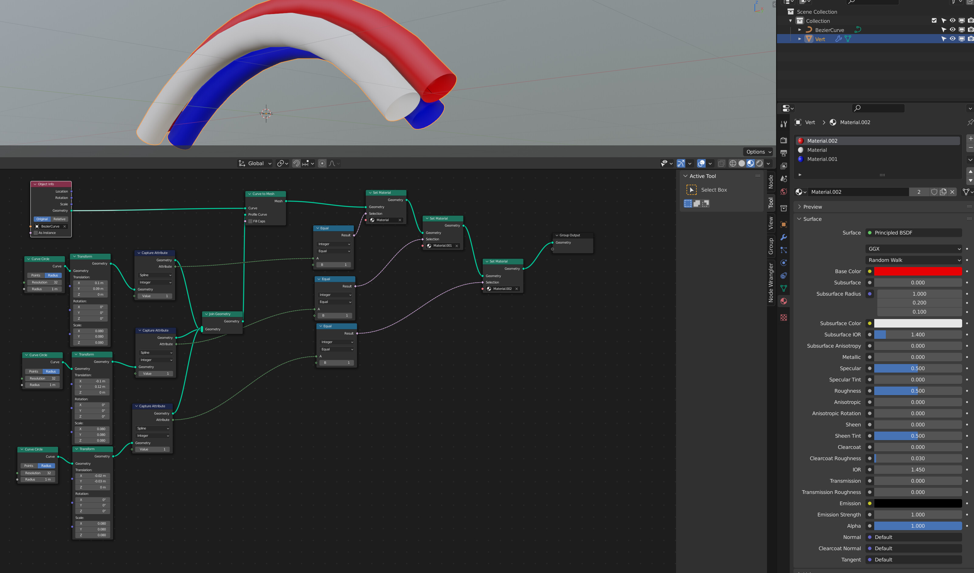 Apply Material To Curves With Multiple Bevel Objects/curves - Basics ...