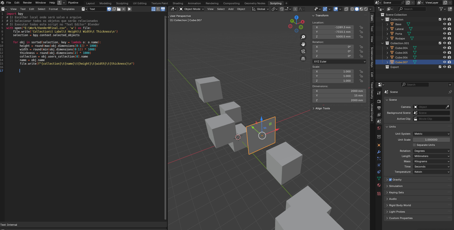 Export list of objects with dimensions to csv file - Python Support ...