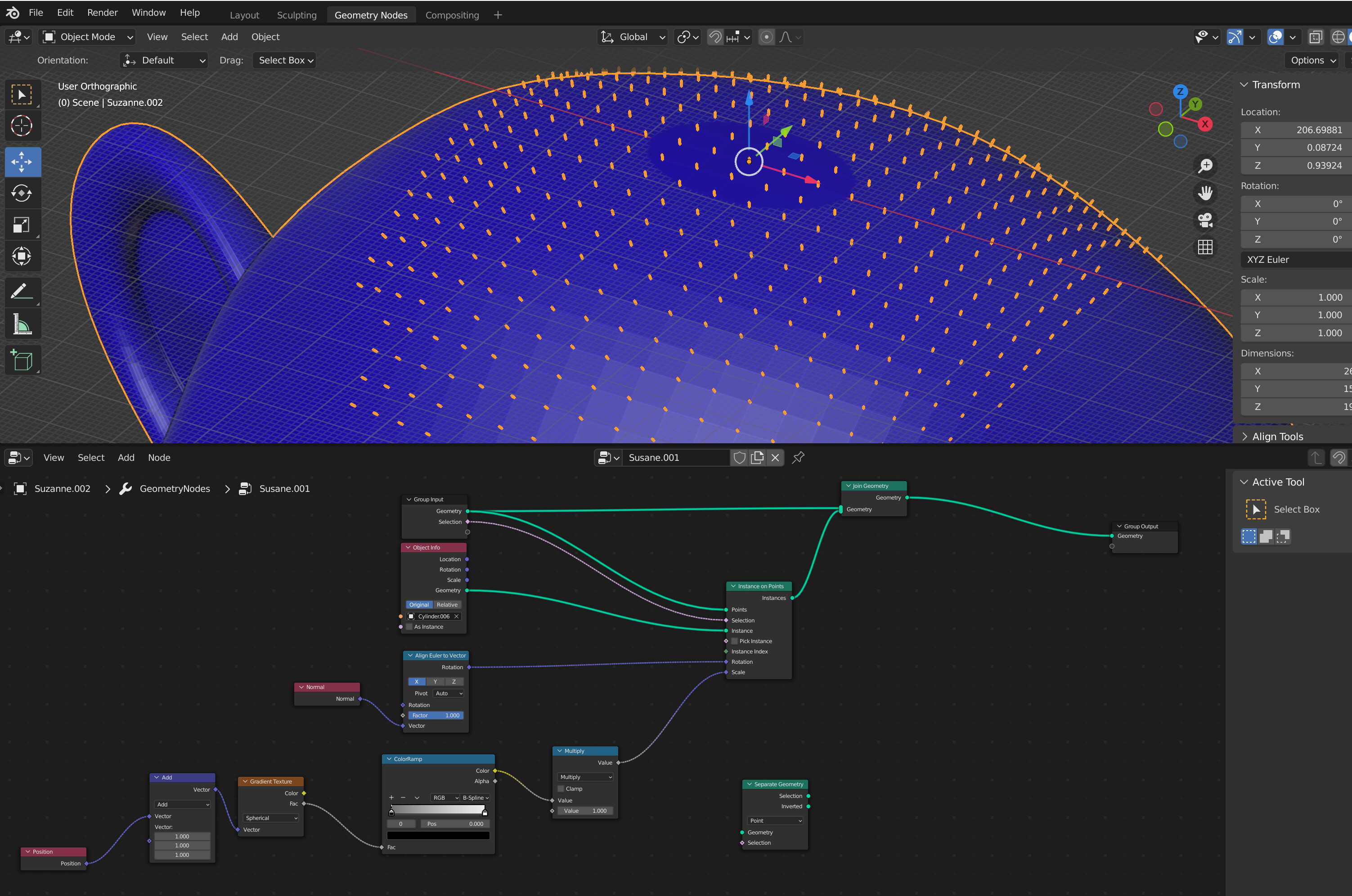 Geometry Nodes_Control Scale with Gradient_Spherical Texture Modeling