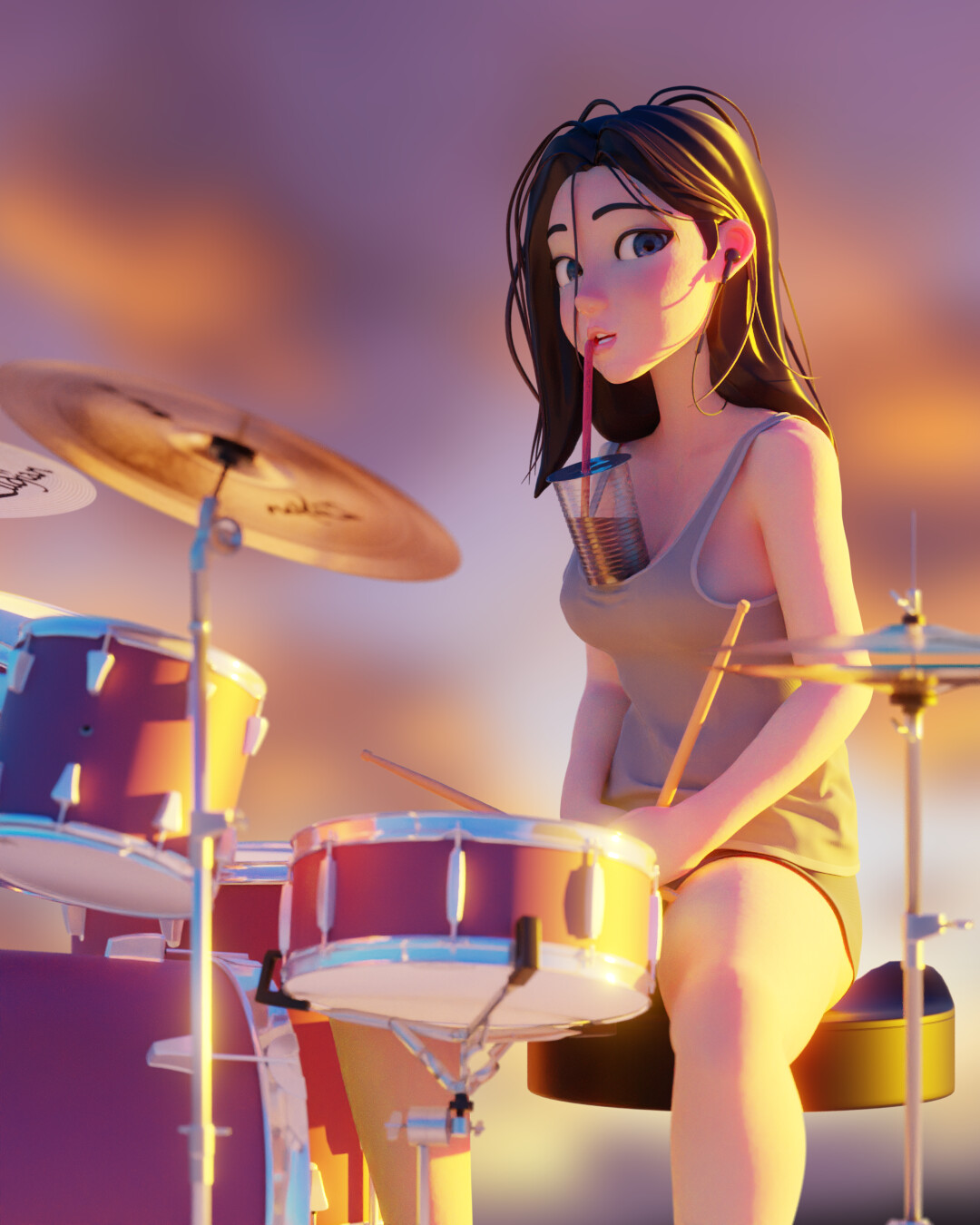 Anime Passionate Drummer Girl Art Canvas Art Poster And Wall Art Picture  Print Modern Family Bedroom Decor Posters 24x36inch(60x90cm) :  Amazon.co.uk: Home & Kitchen