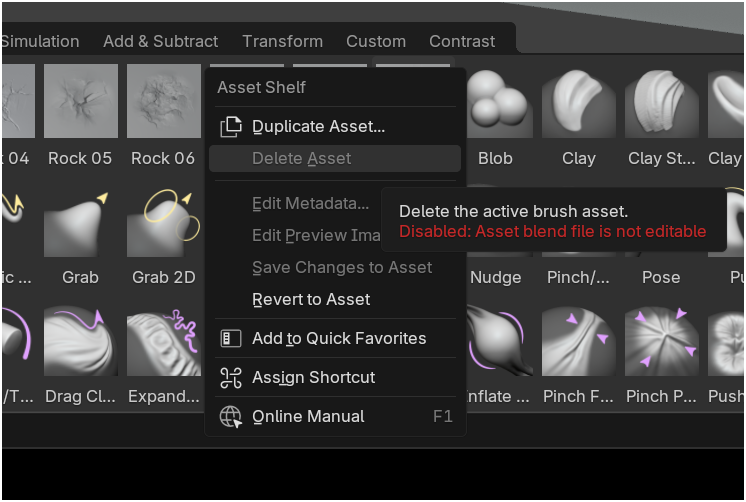 Solved! How do I delete custom Sculpt brushes in Blender 4.3 - Modeling ...