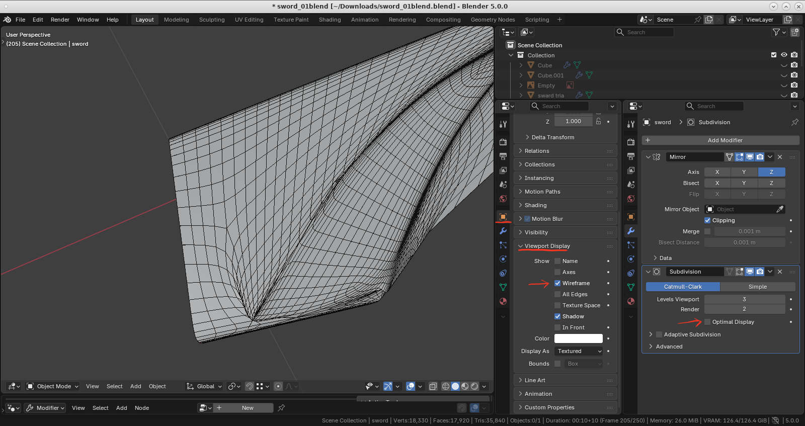 Subdivision Surface Artifacts and Shading Issues on Sword Blade ...