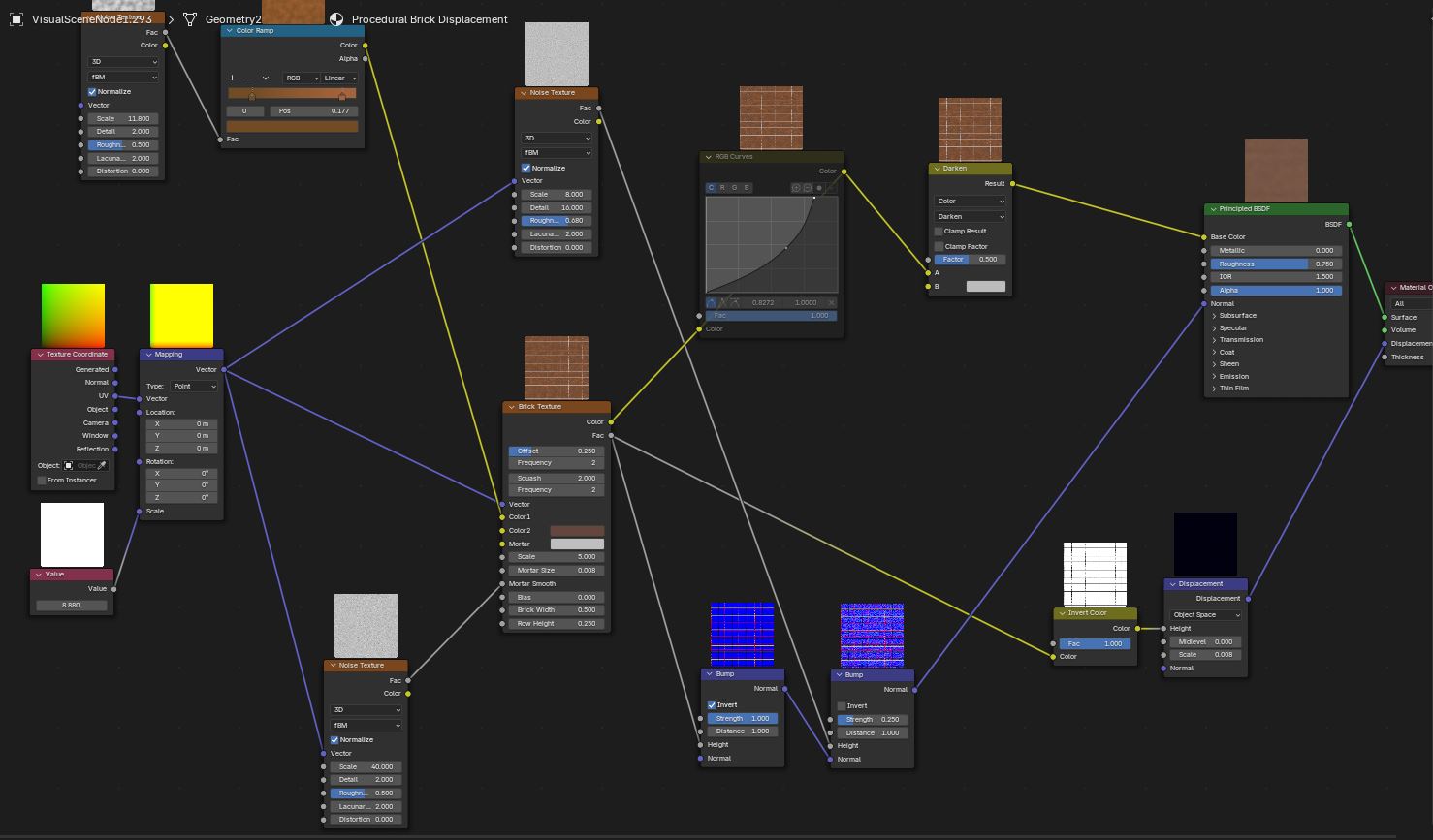Procedural brick texture has stripes in rendering - Materials and ...