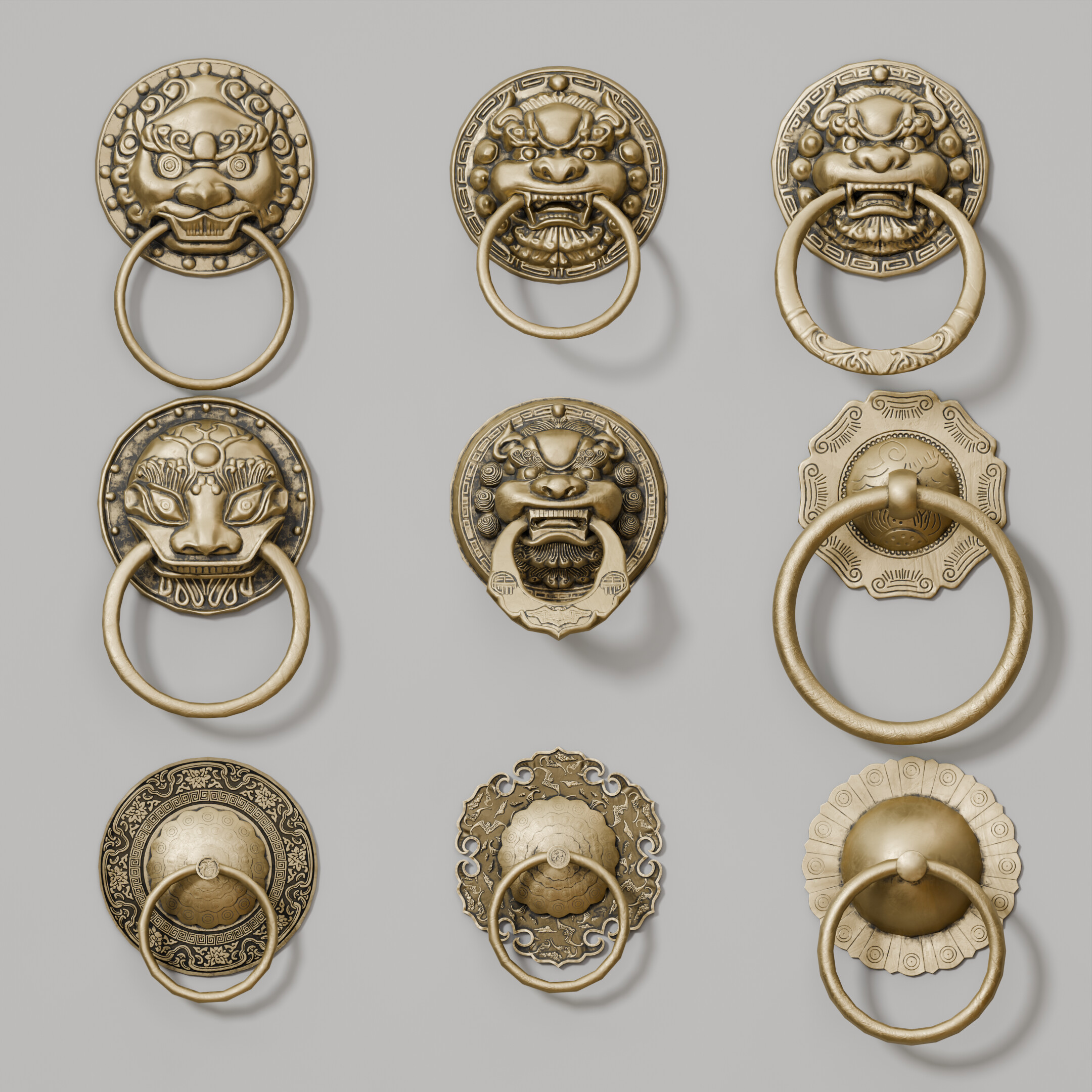 Chinese Retro Door Knocker Asset Pack | 9 Styles, Great for Games