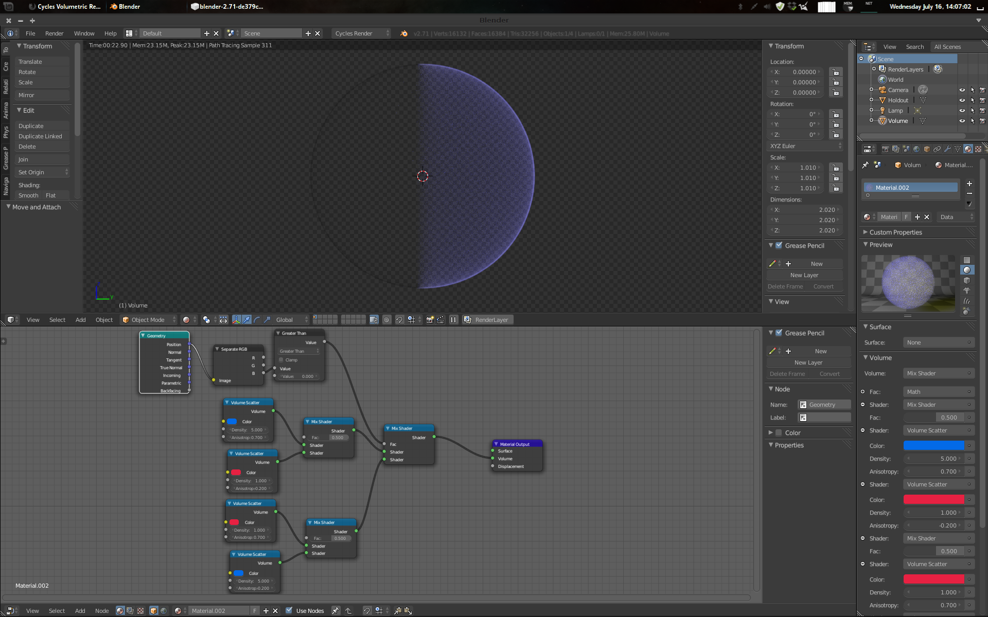 Hardware not supported for volumetric materials