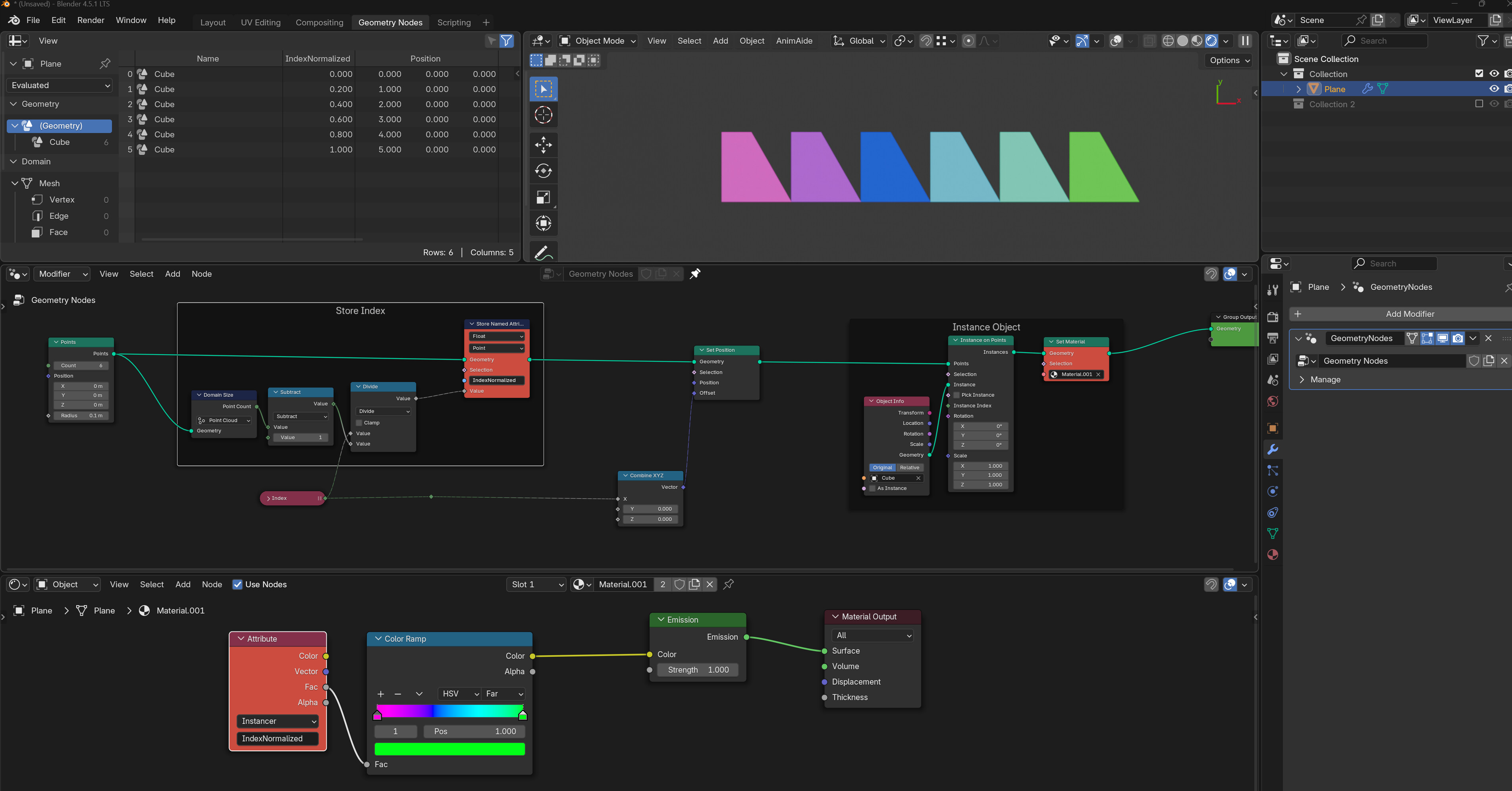 How do I color instanced array of objects along a gradient? - Materials ...