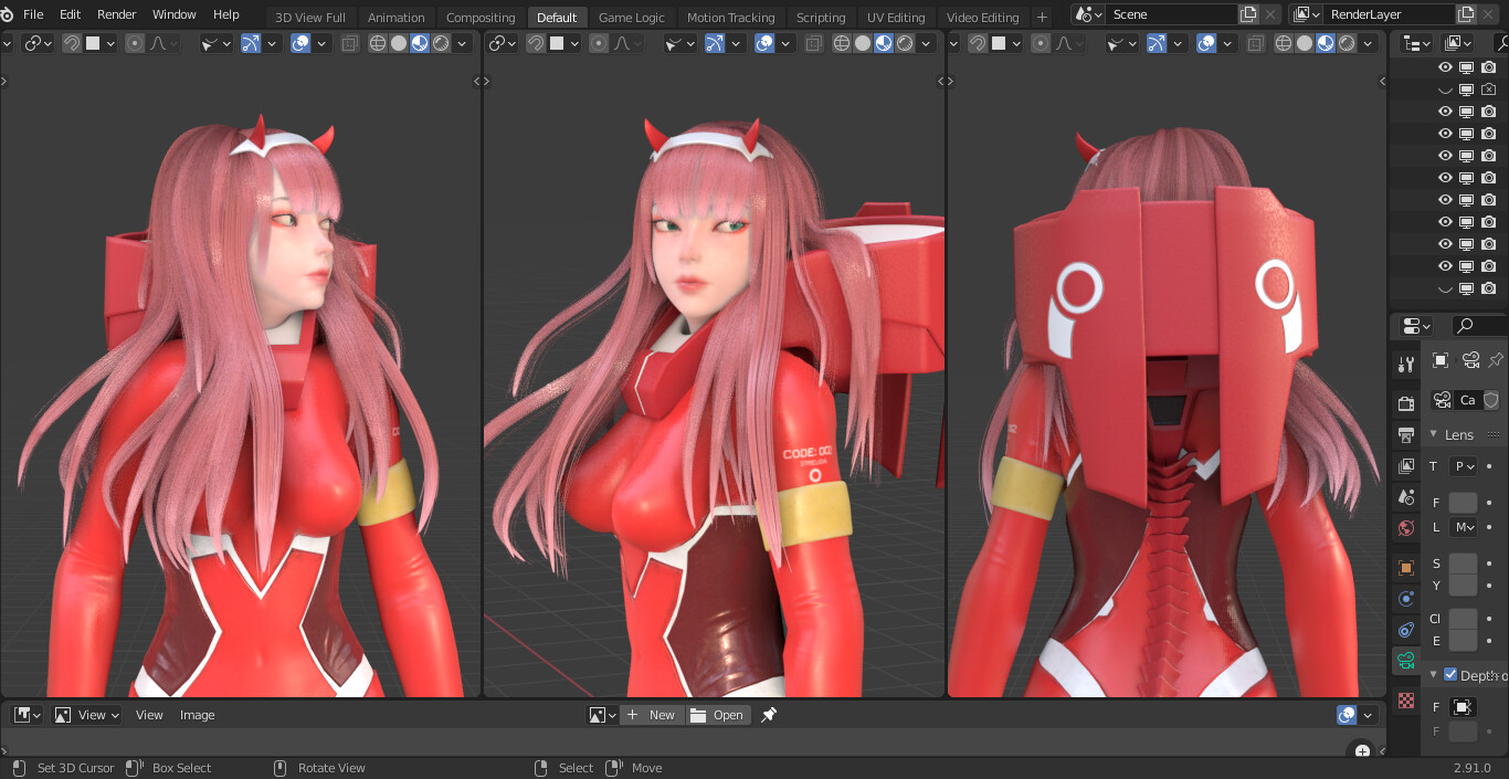 Zero Two fan art - Finished Projects - Blender Artists Community