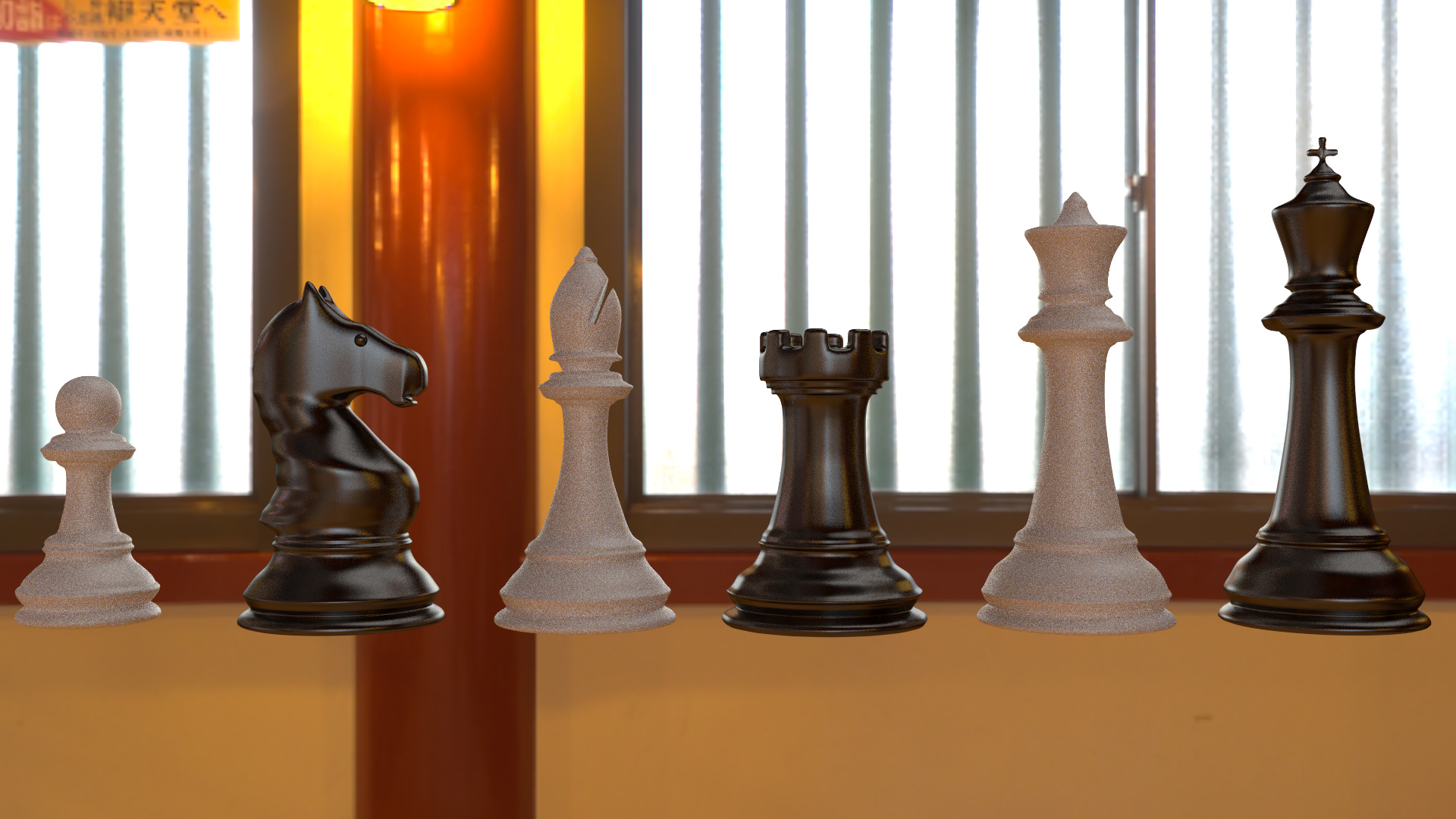 Chess board & pieces – Immortal Game