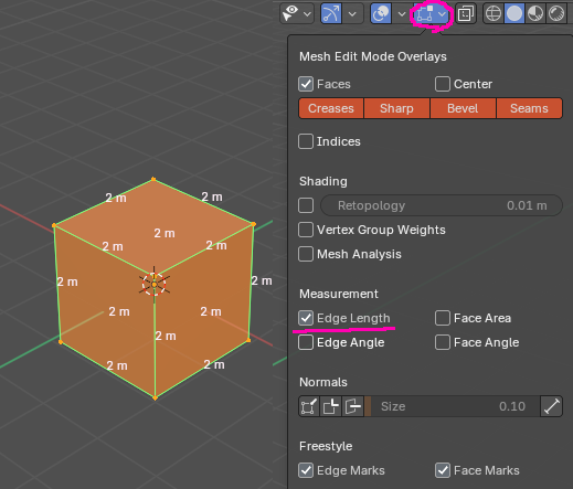 Setting up interface to show line lengths mesh overlay mode not showing ...