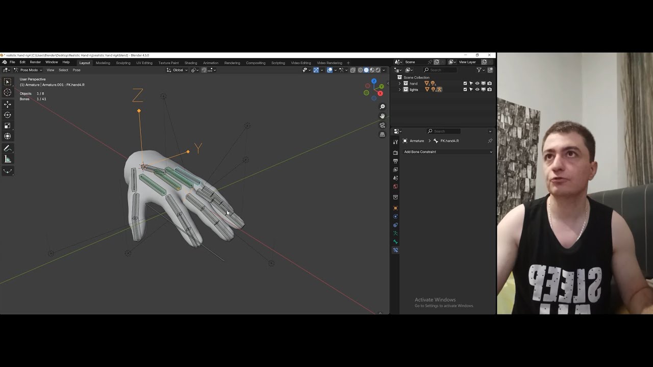 Advanced Hand rigging tutorial in Blender 4.5 LTS Part1,Part 2,Part 3 ...