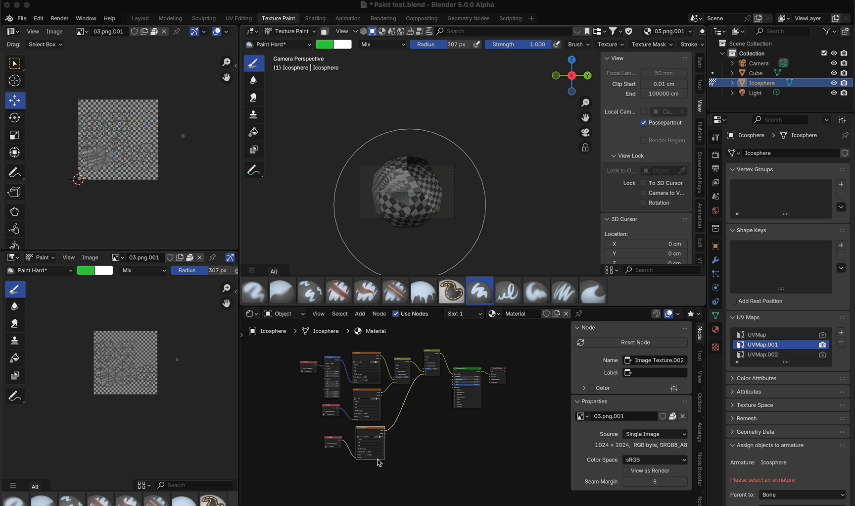 Painting an object using multiple UV maps and image textures ...