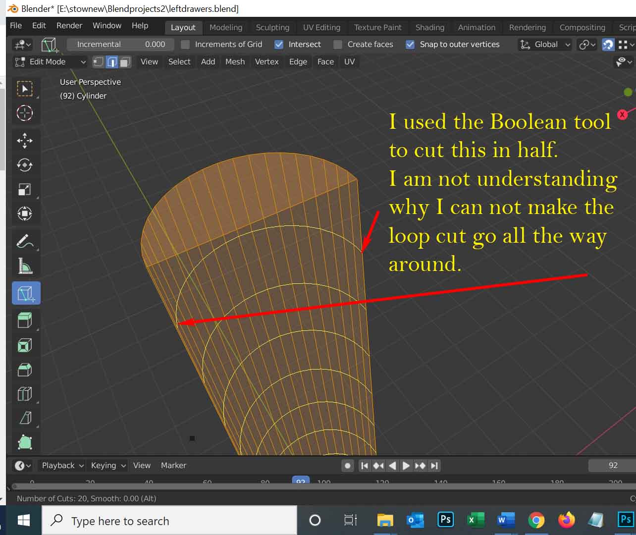 Elementary Question about loop cuts and a half around - Modeling ...