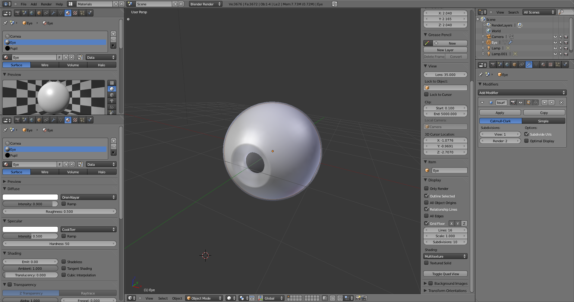 Blender Tutorial Eye - Materials And Textures - Blender Artists Community