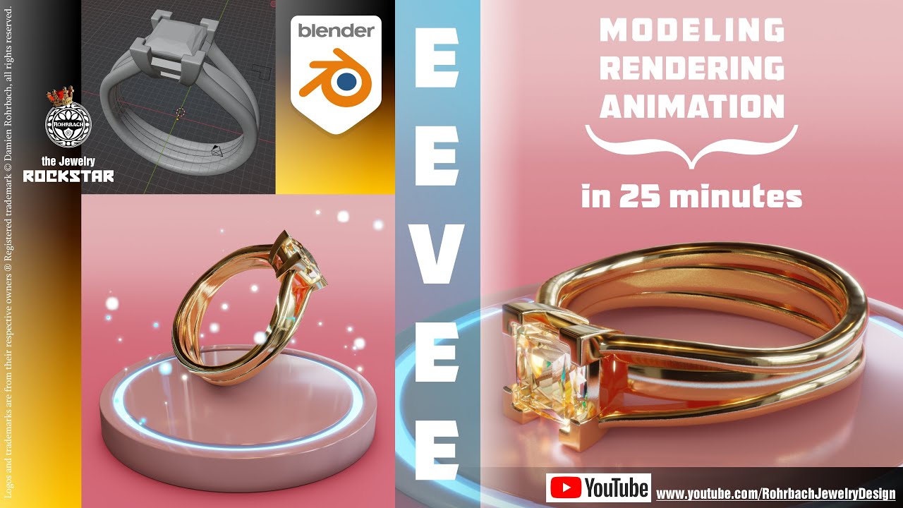 EEVEE Jewelry Modeling, Rendering And Animation, Diamond Refraction And ...