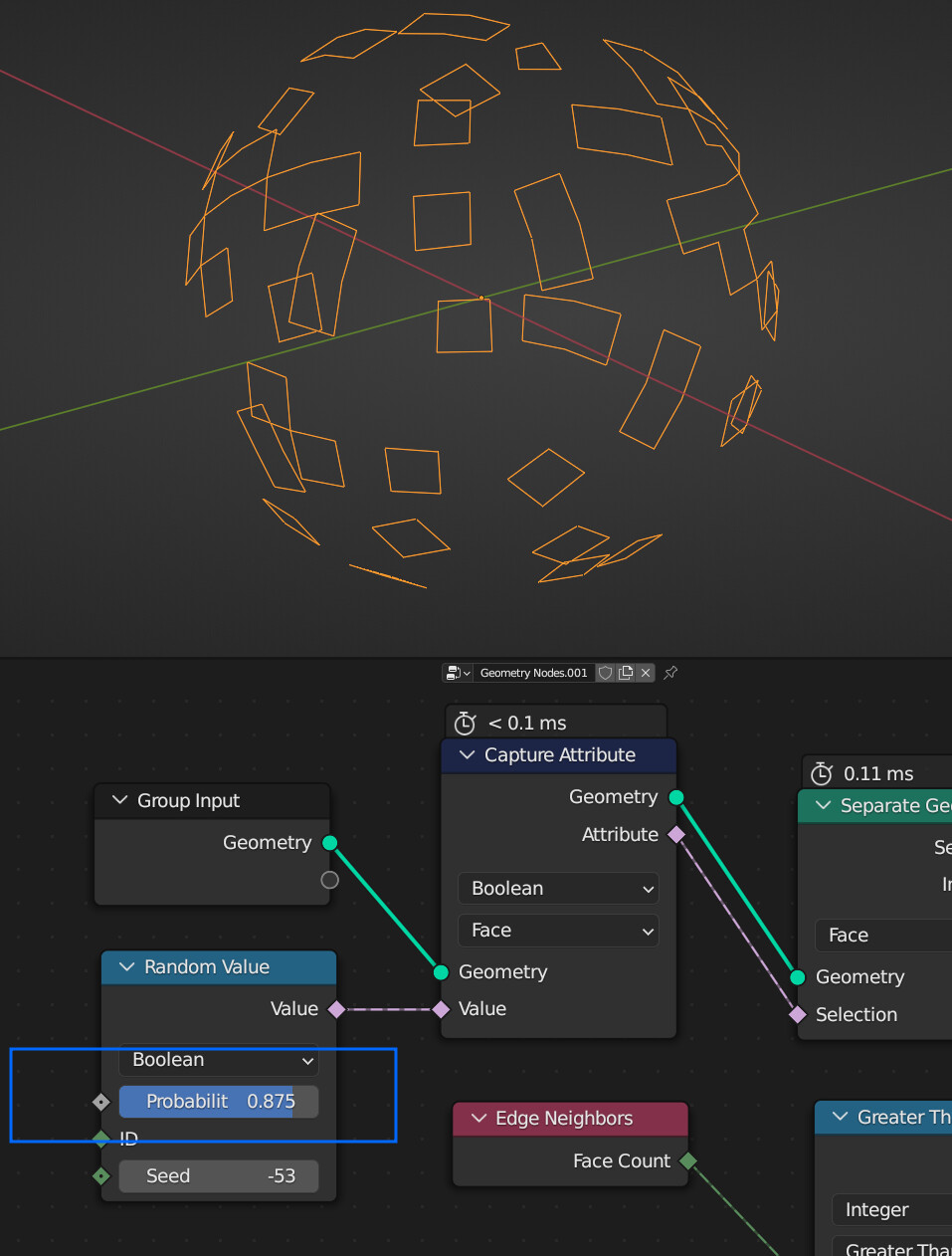 How to remove neighboring faces from random selection in Geometry Nodes ...