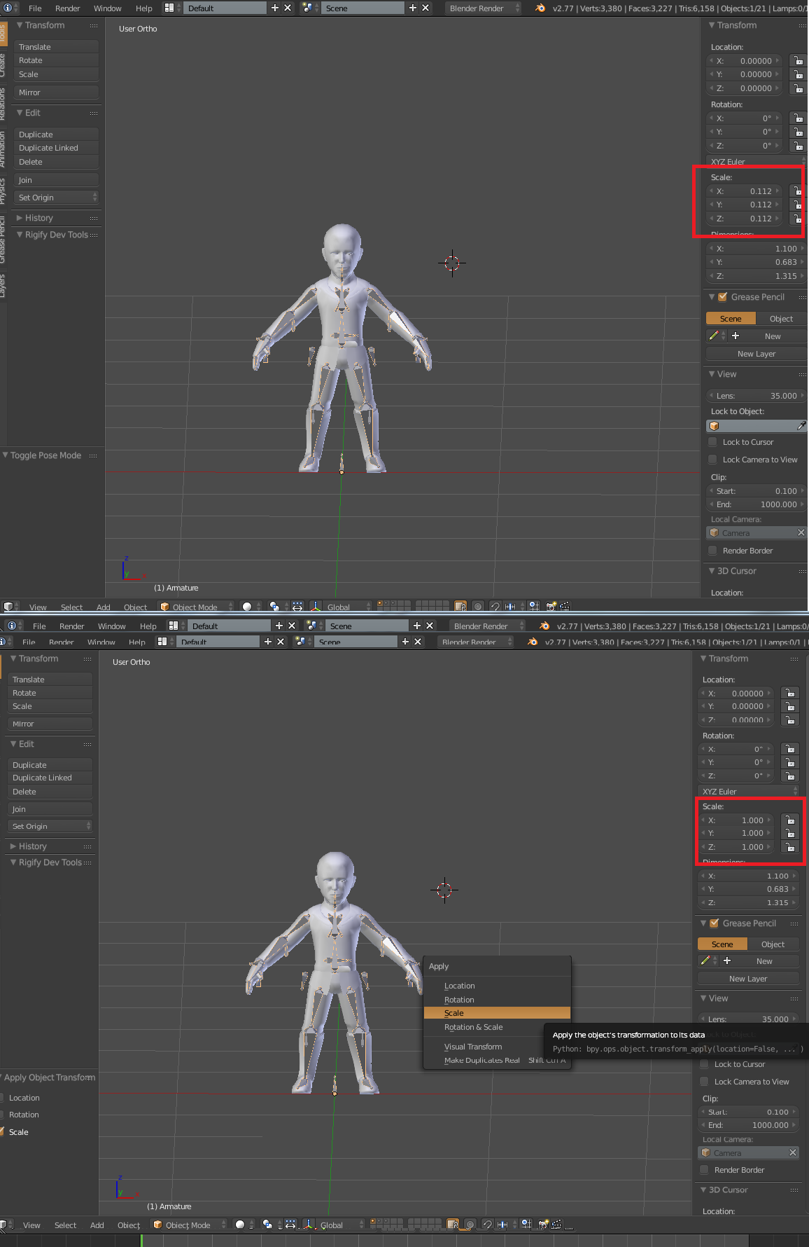 Rig Example Character flipping and scaling when applying rig - Animation and ...