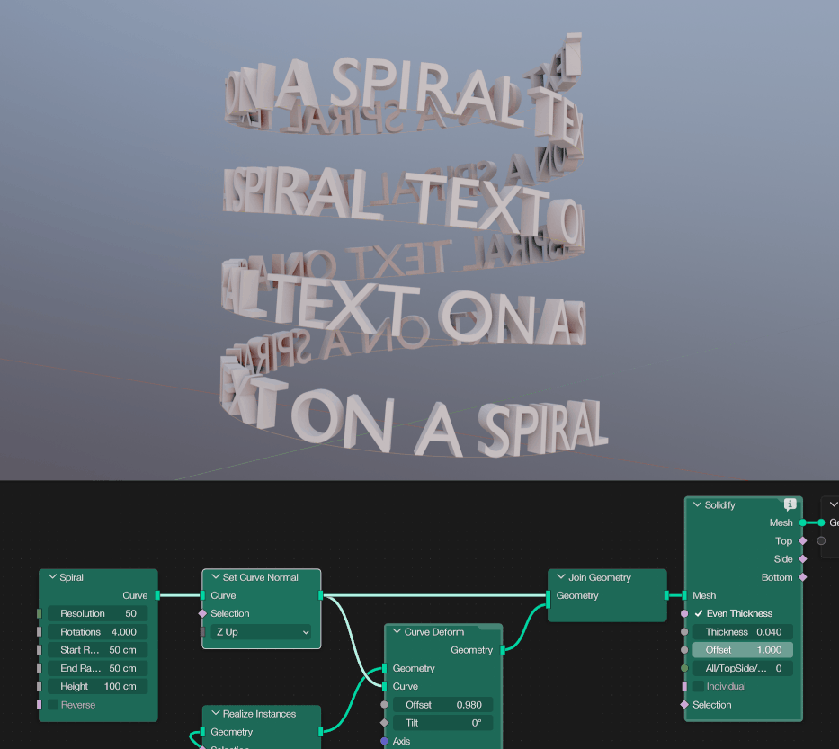 How can I make a spiral text using Geometry Nodes - Modeling - Blender ...