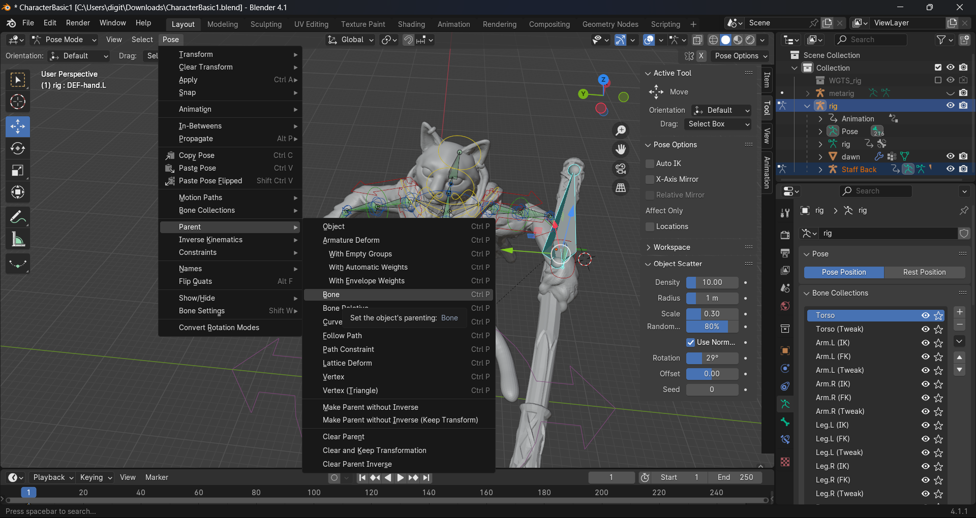 Final Rigify Rig Blender Rigging staff to move with Rigify rig - Animation and Rigging - Blender ...