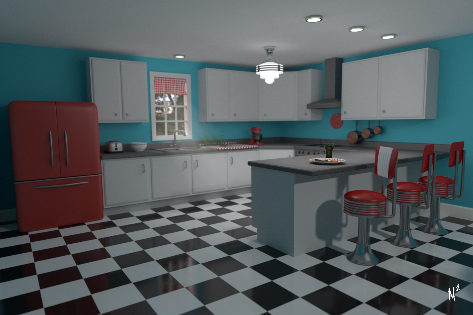 50s Style Kitchen Finished Projects Blender Artists Community