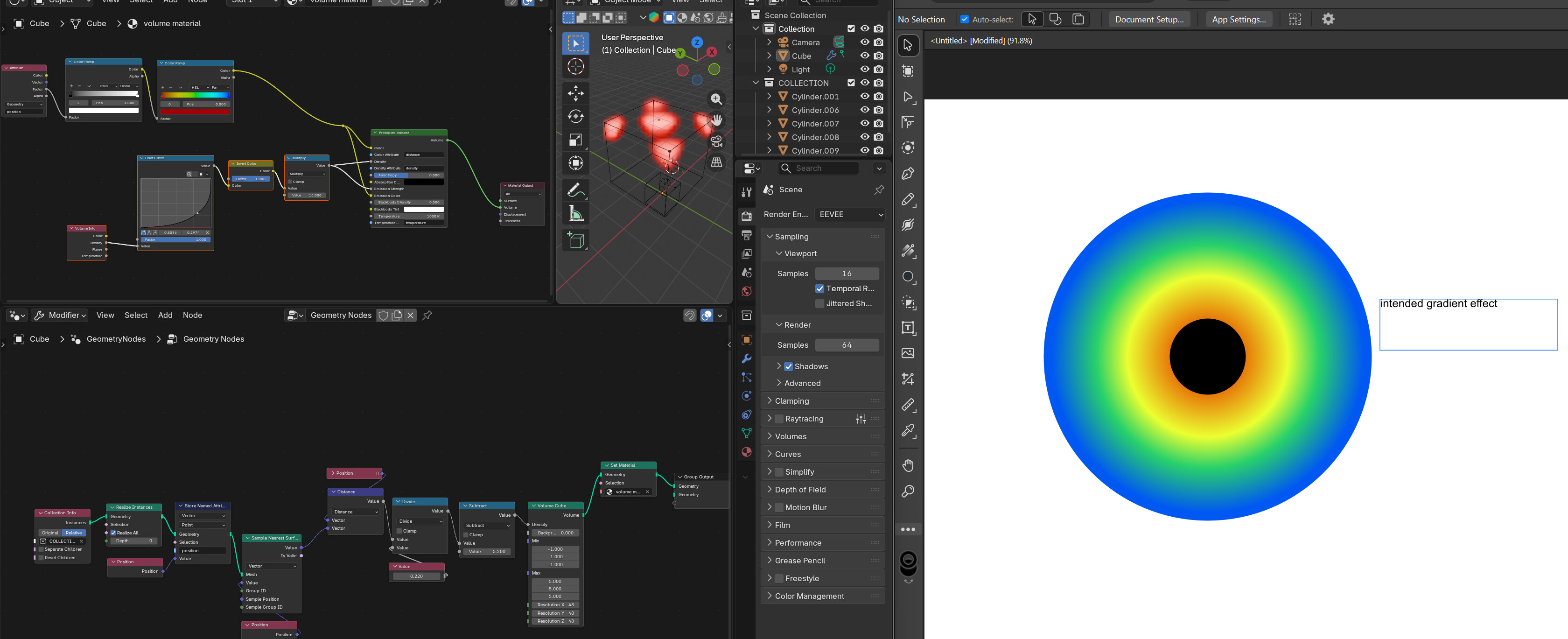 Creating a per-instance volume gradient shader for my geometry nodes ...