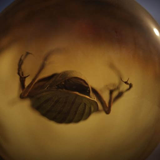 Beetle-inside-amber-rear-view-3d-render