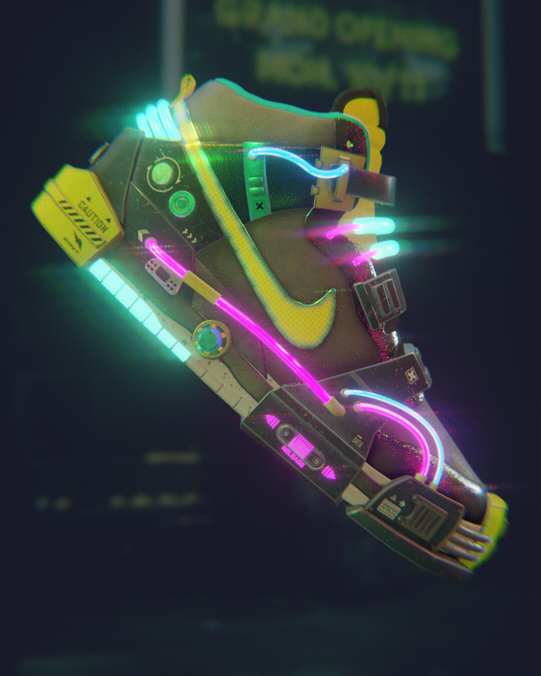 Sneakers with Glowing Cyberpunk Elements Stock Illustration - Illustration  of sport, runner: 286652100