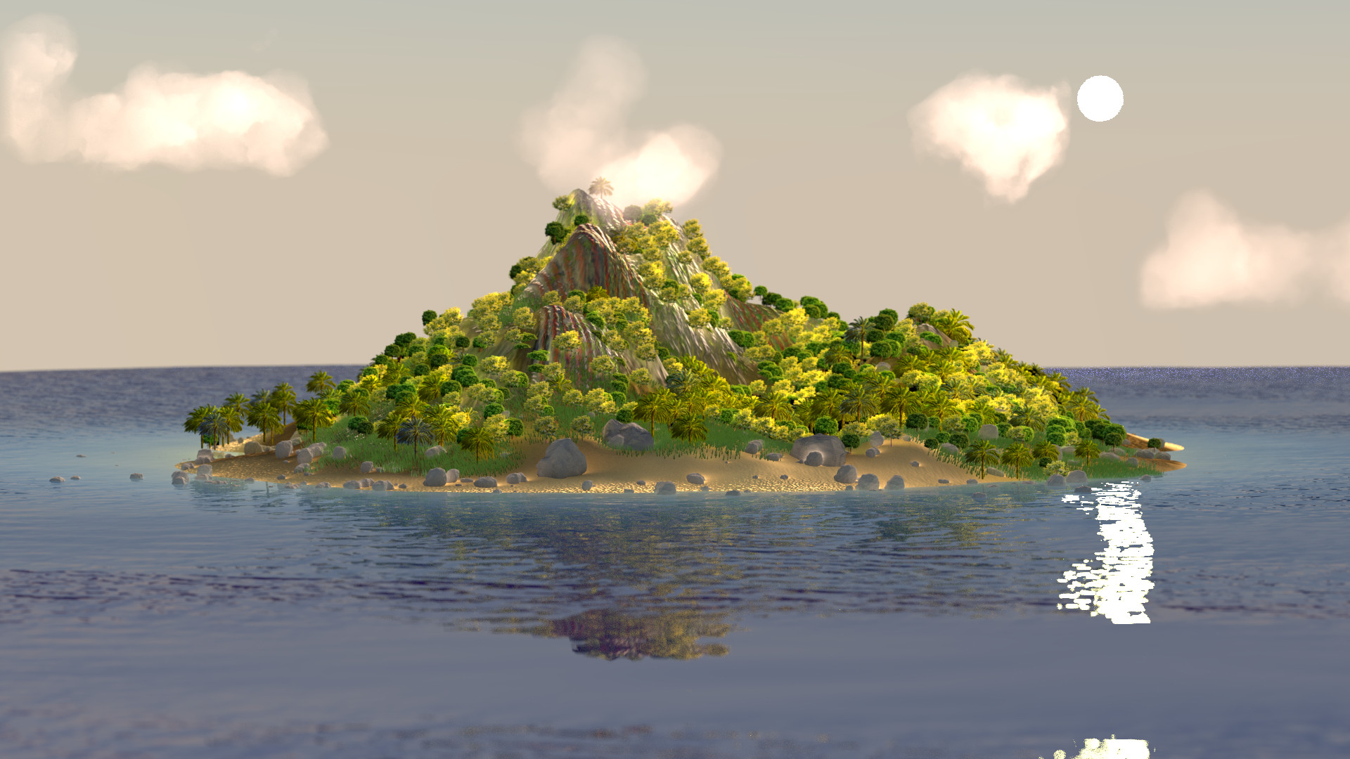 Inhabited island. Тропический остров полигонально. Военная база на тропическом острове. Райский остров рисунок.