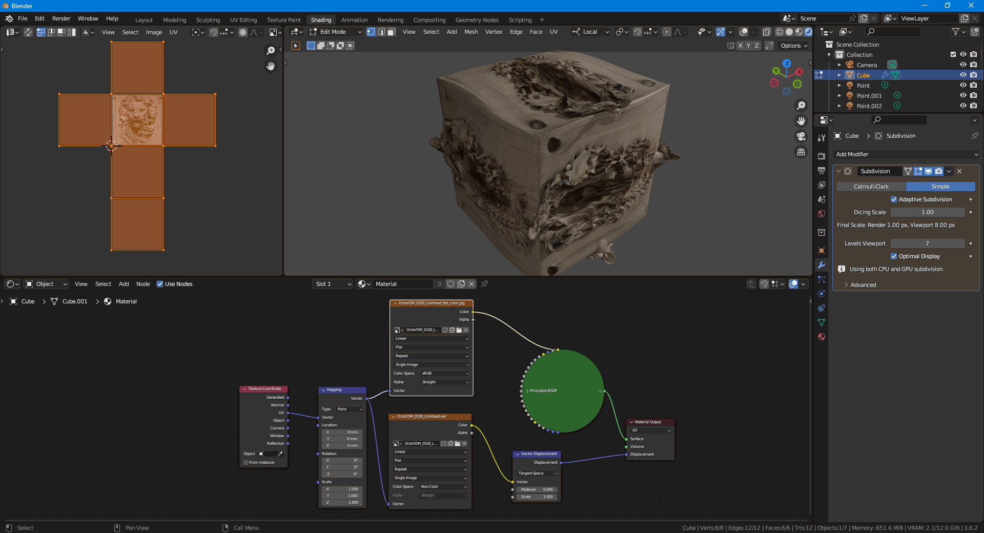 Annoyed that I can't find any answer on how vector displacement works ...