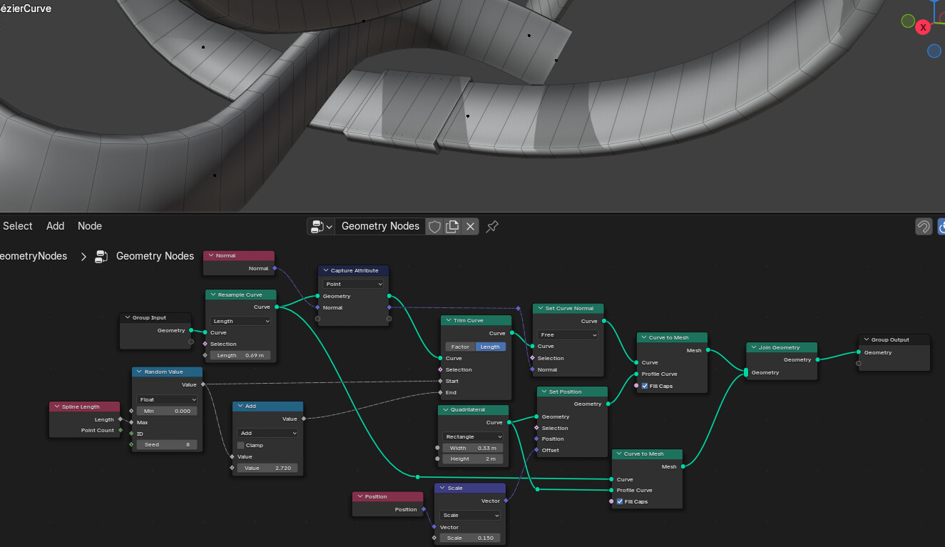 GN split curve to mesh with derfom - Modeling - Blender Artists Community