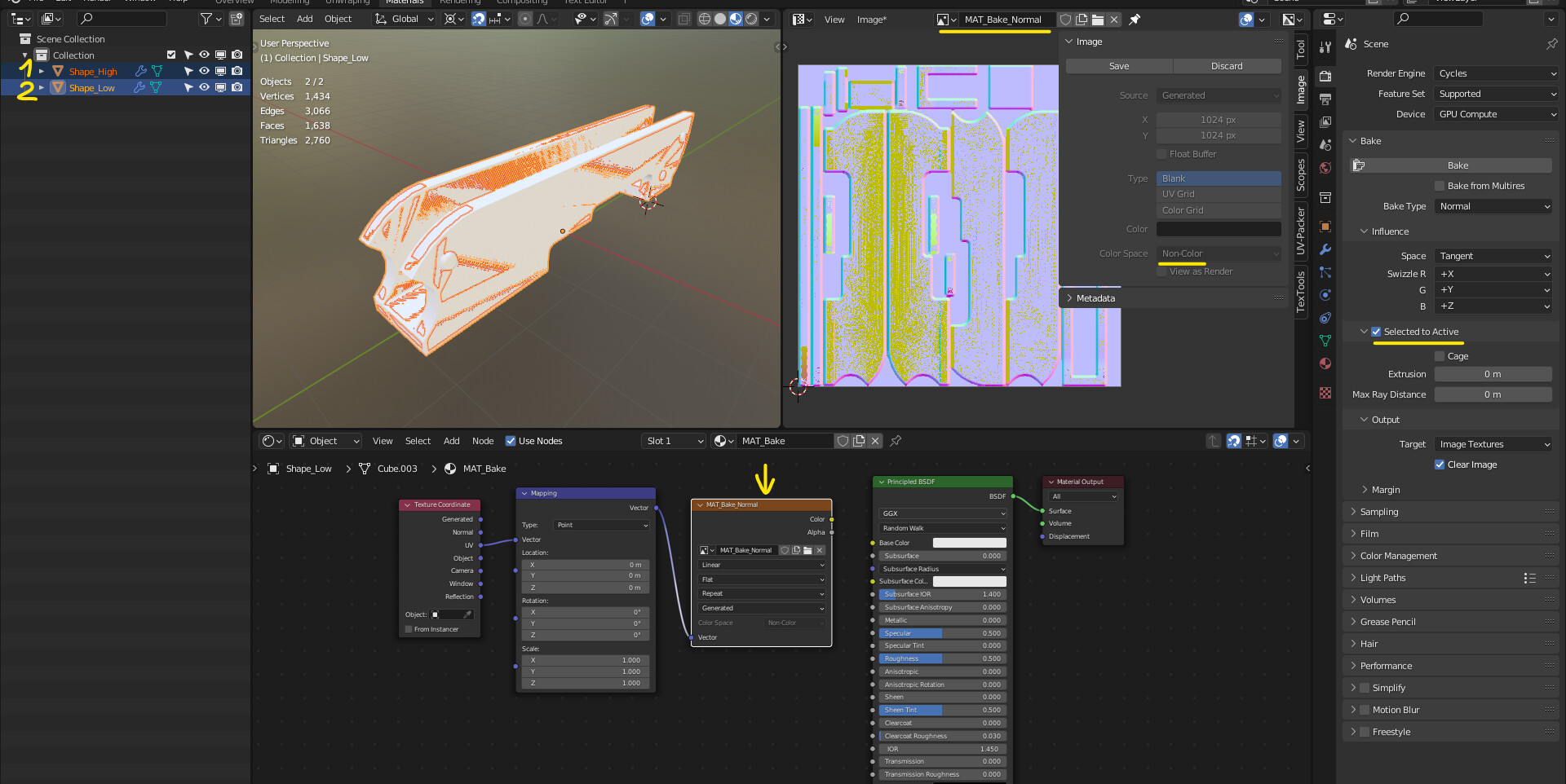 Blender] Problems with Normal baking with stacked faces. — polycount