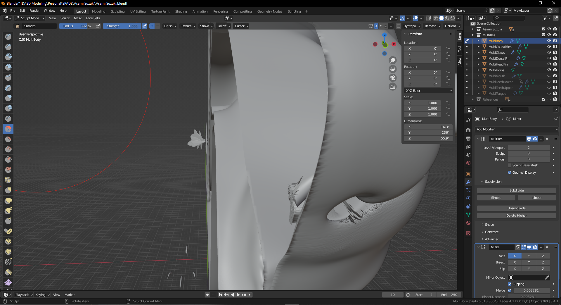 Can't mirror seam selection on sculpt : r/blenderhelp