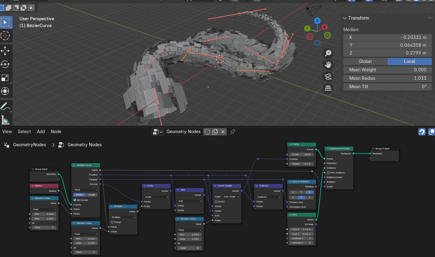 Geonodes align instancein volume to curve - Modeling - Blender Artists ...