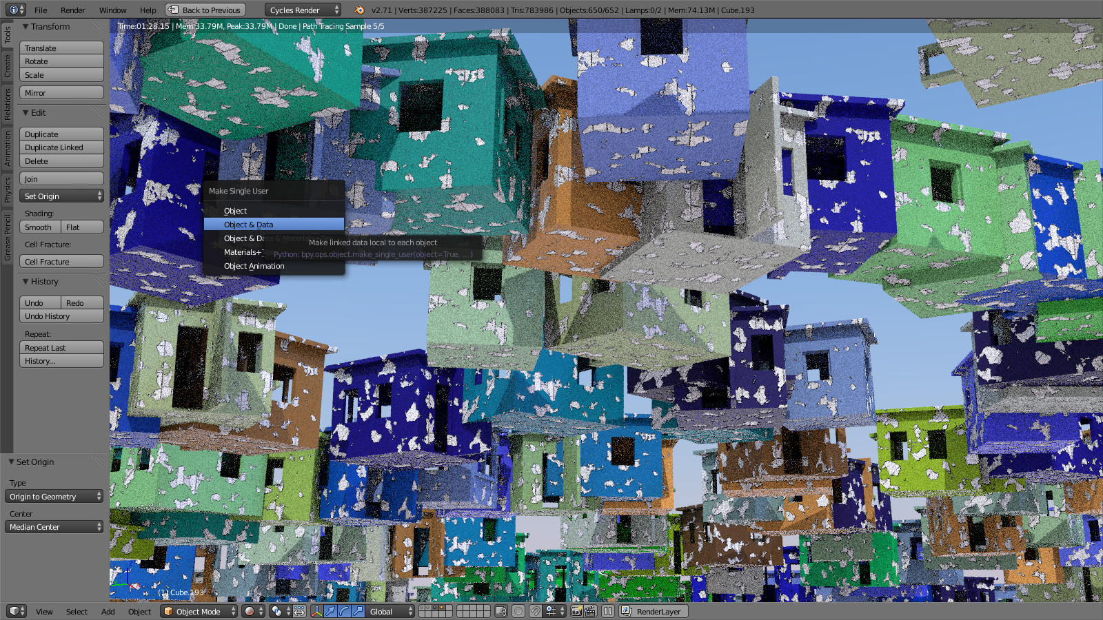 Procedural material to 650 particle objects made real - Materials and ...