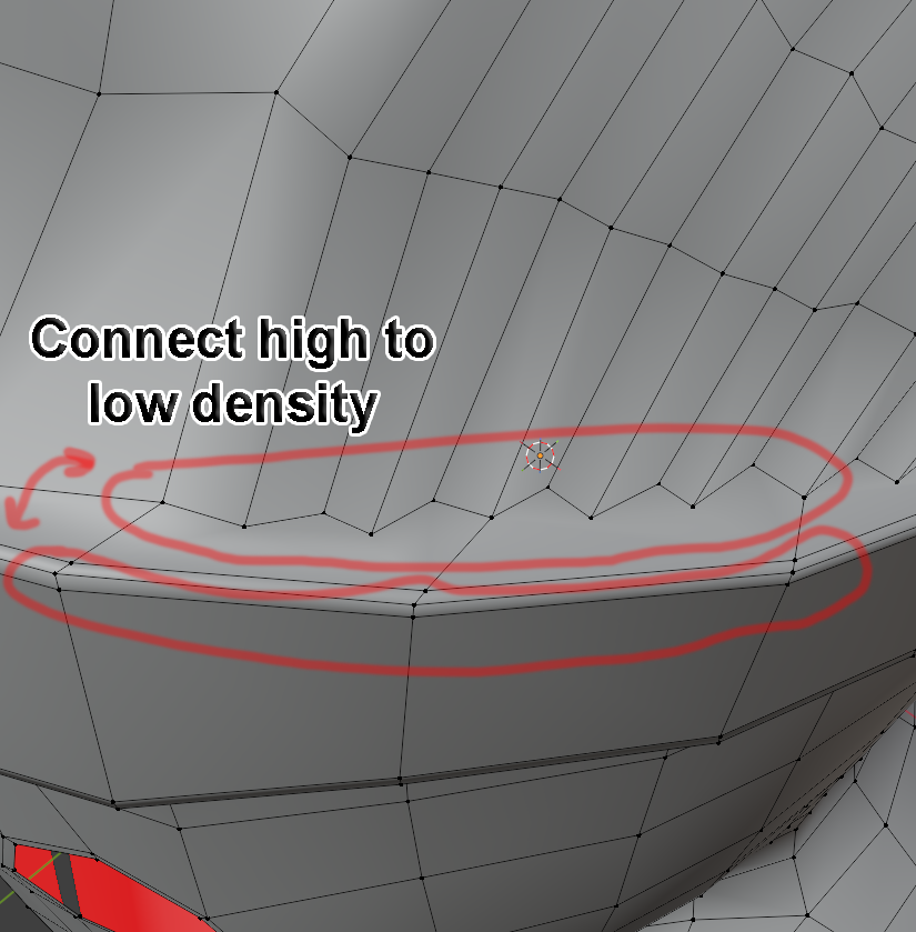 How to connect low density mesh to high density mesh? - Modeling ...