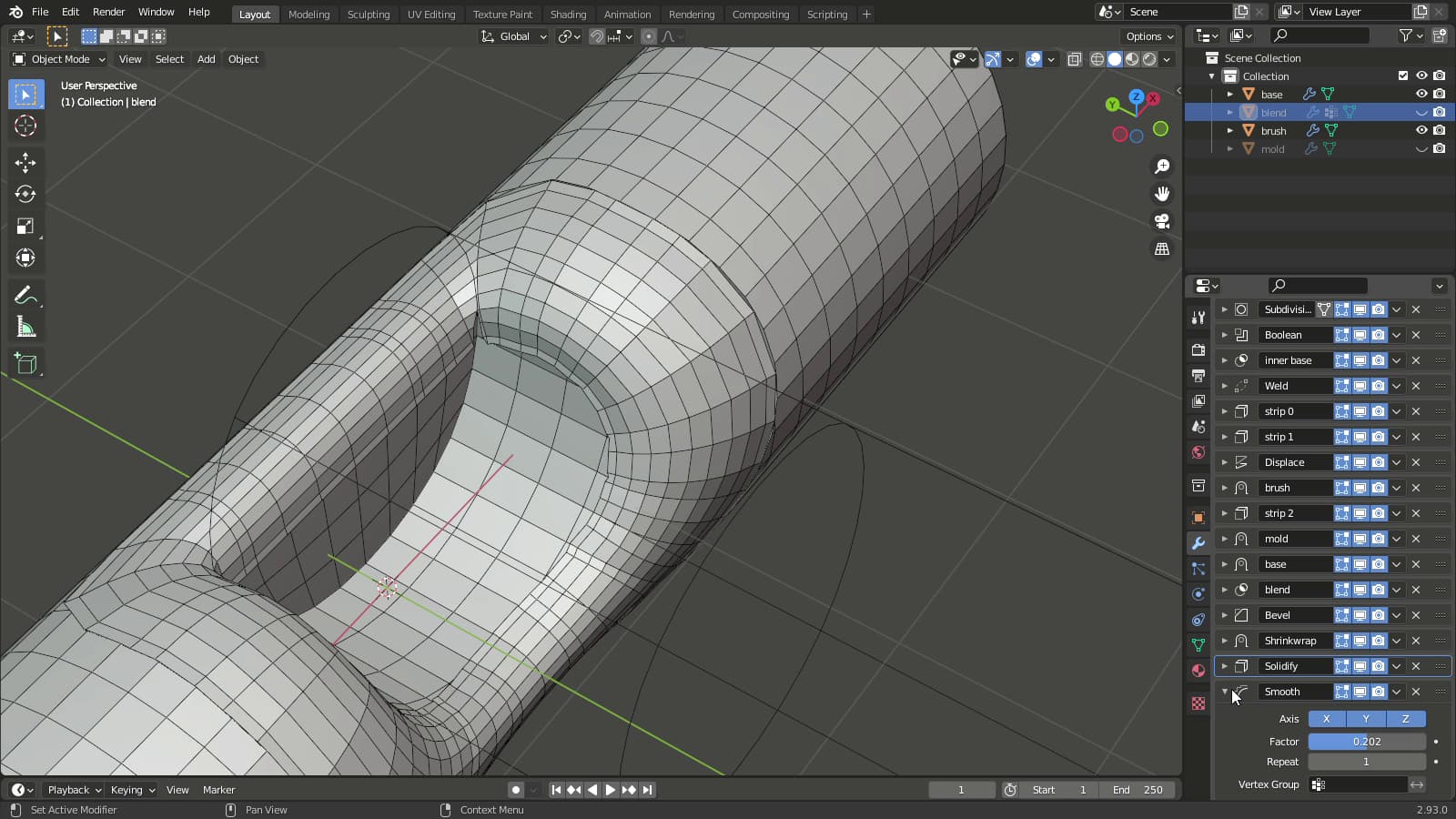 Improved blending method to the boolean subd surface