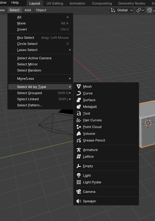 Select by type - Basics & Interface - Blender Artists Community