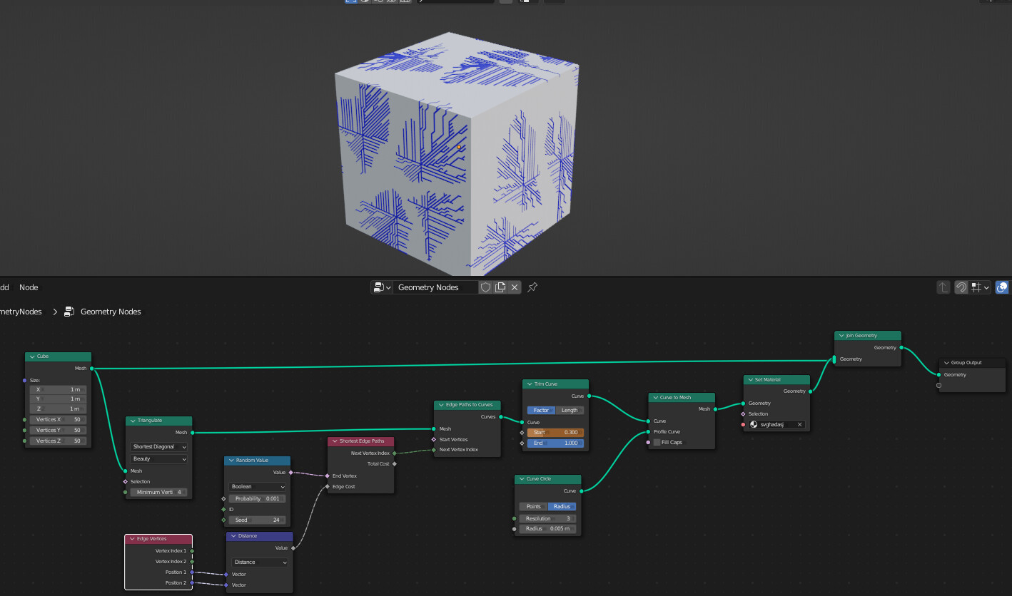 How do geometric nodes create circuit effects - Modeling - Blender ...