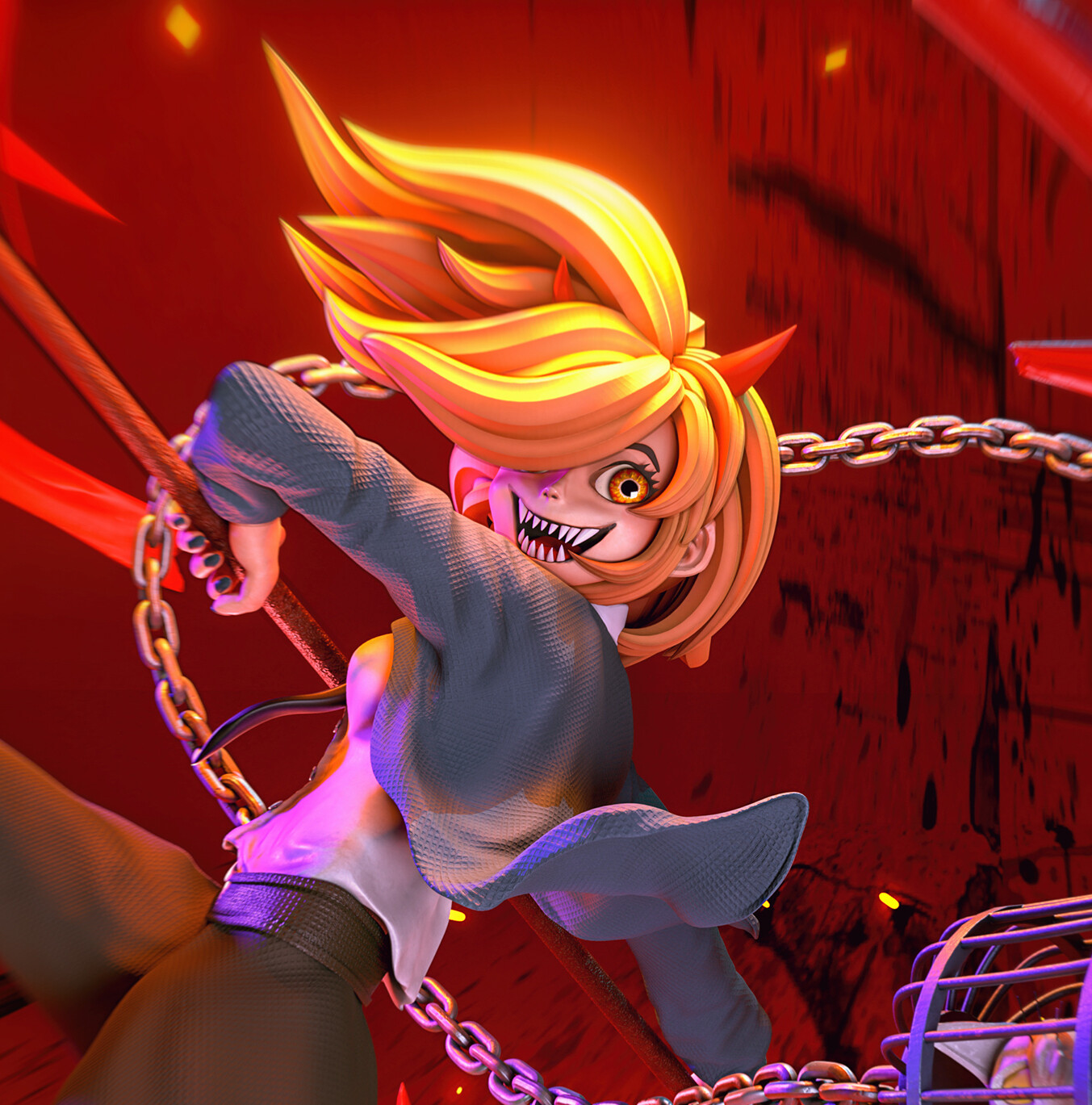 Power : ChainsawMan  Chainsaw, Manga anime girl, Character art