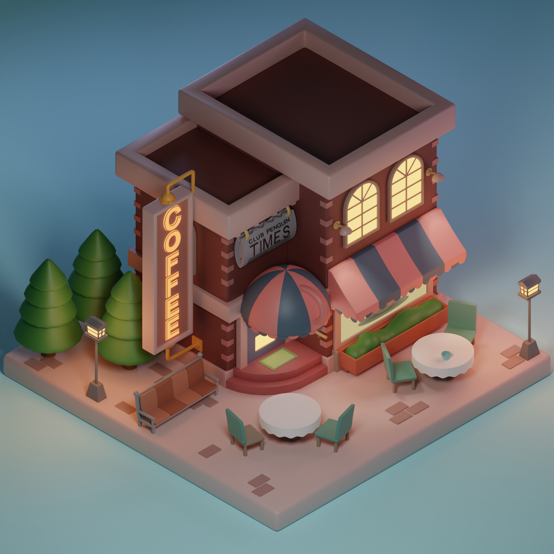 Club Penguin Coffee Shop - Finished Projects - Blender Artists Community