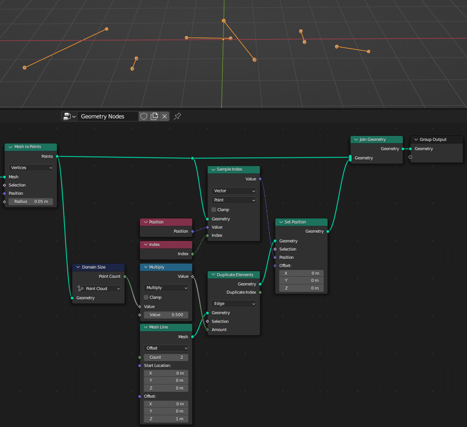 Geometry node setup for connecting every other point - Modeling ...