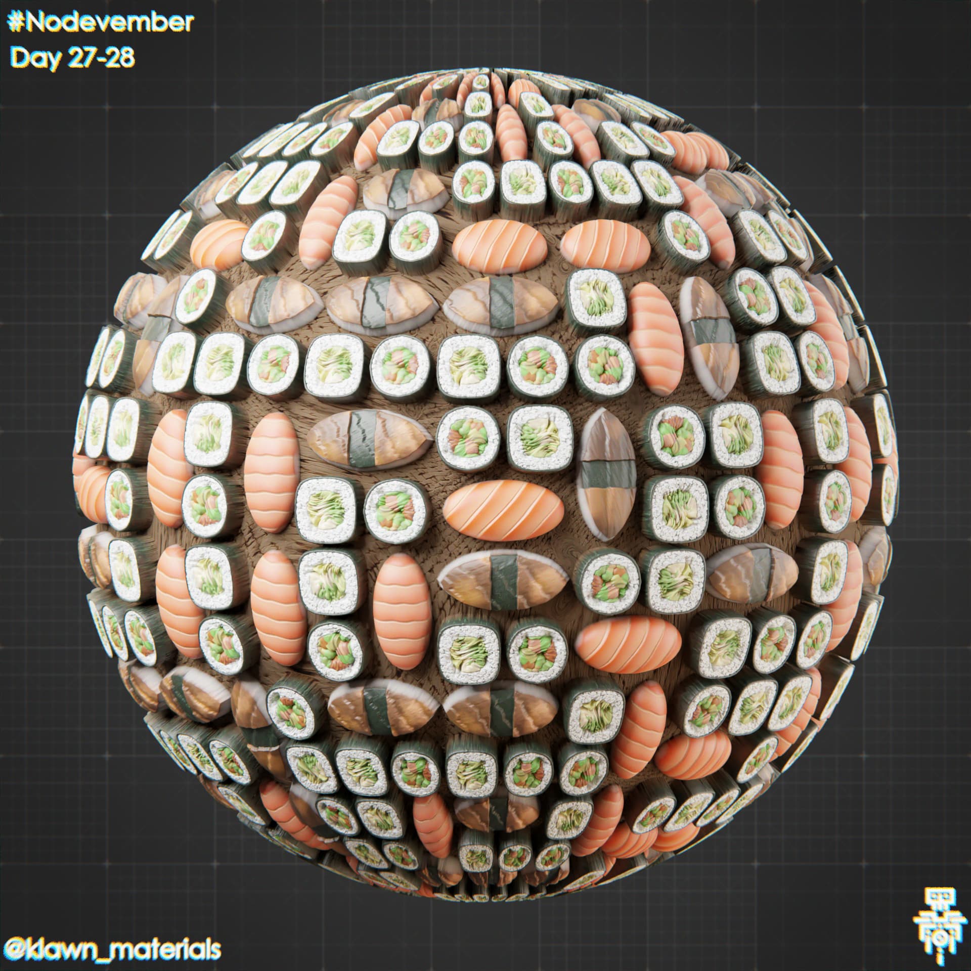Nodevember Day 27 28 Large Sushi Platter Finished Projects Blender Artists Community