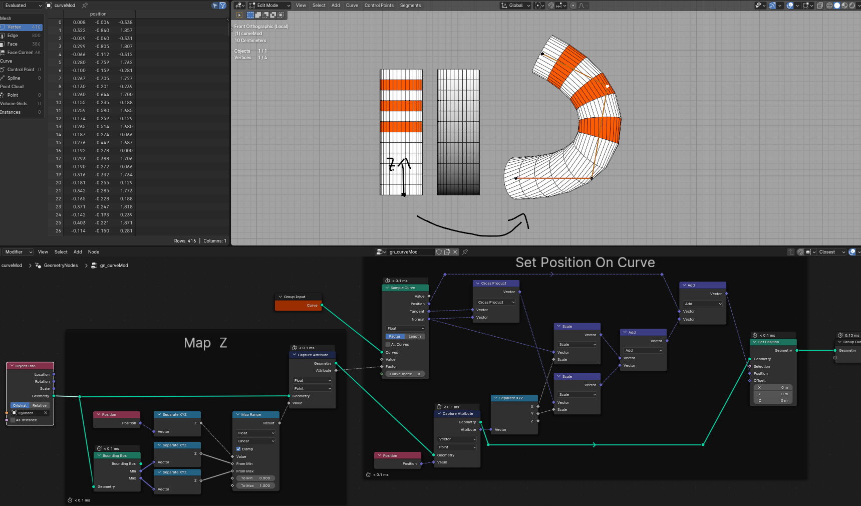 Attribute Factor&Length from curve to surface - Modeling - Blender ...