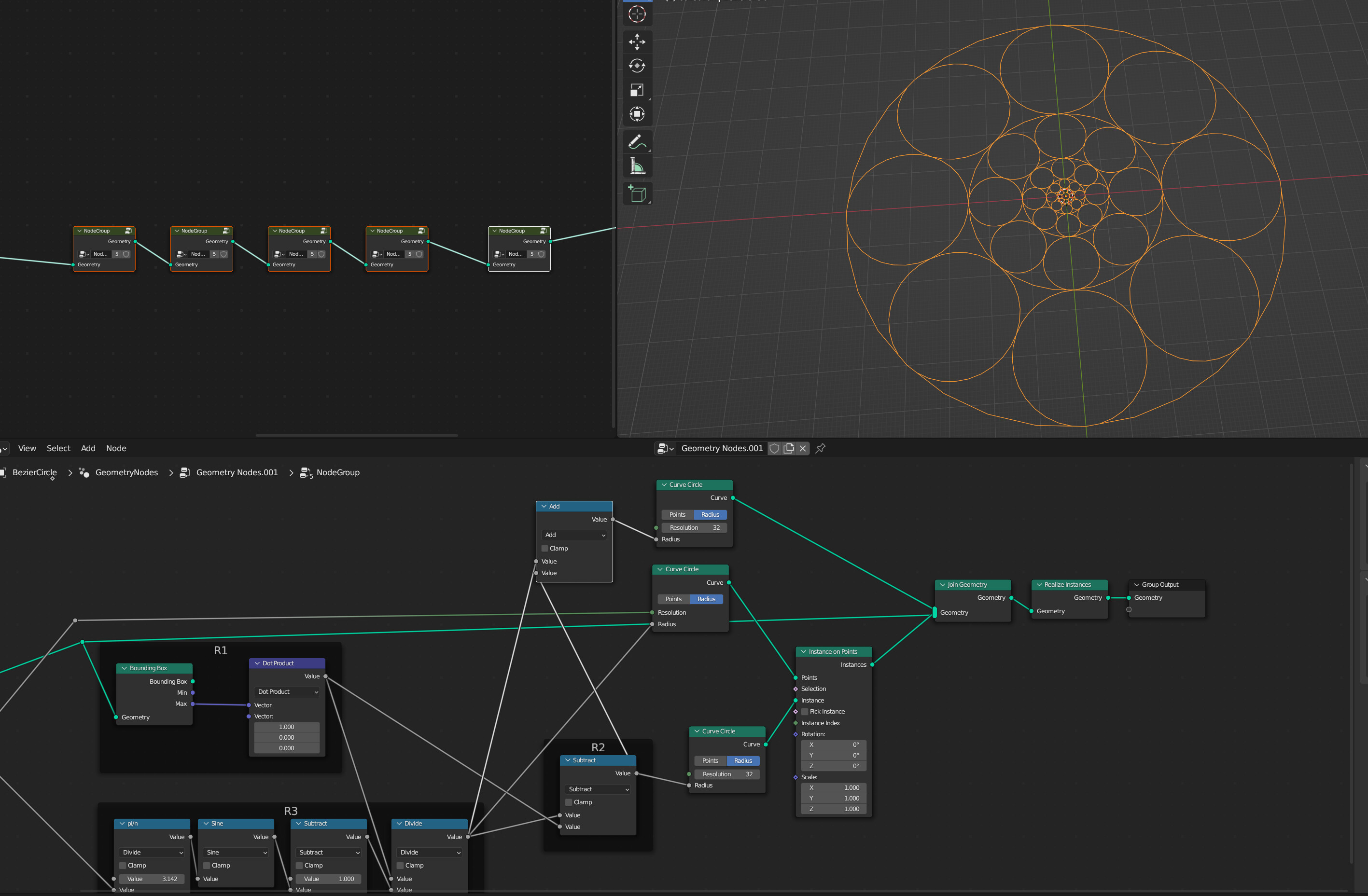 Geometry nodes get instance position and use it recursively - Modeling ...