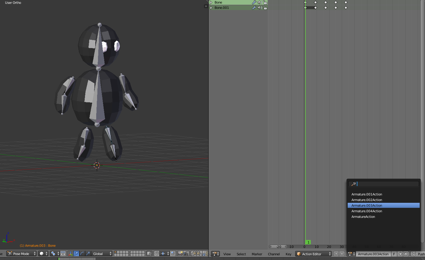 How To Create An Action With Multiple Bones? - Animation And Rigging ...