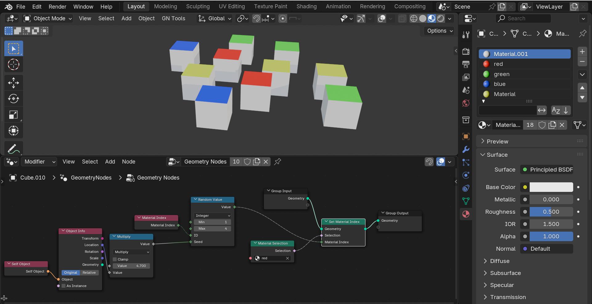 Random materials in geometry nodes - Modeling - Blender Artists Community